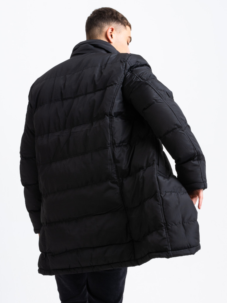 Black padded puffer style jacket longline | Men's Clothing & Fashion ...