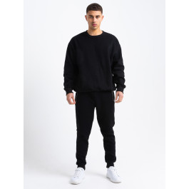 Premium Relaxed Fit Round Neck Tracksuit in Black | Men's Clothing ...